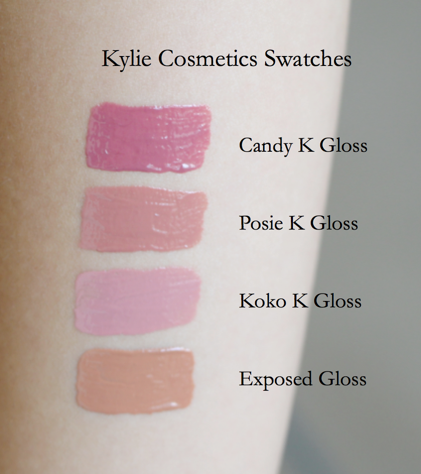 Kylie Posie K, Candy K, Koko K & Exposed Gloss Swatches